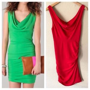 Alice + Olivia Esme Ruched Sleeveless Red Dress